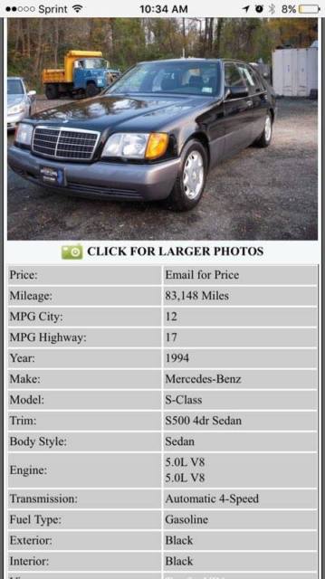 1994 Mercedes-Benz S-Class Base Sedan 4-Door