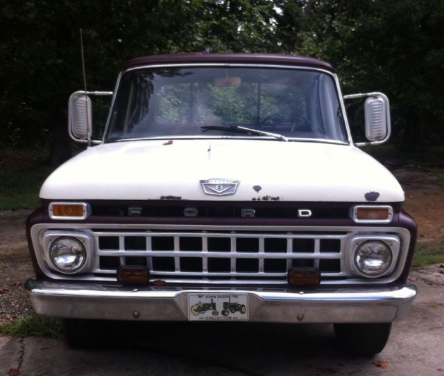 2 toned burgundy and white, good condition, 3 speed manual transmission. 1965 Ford F-100