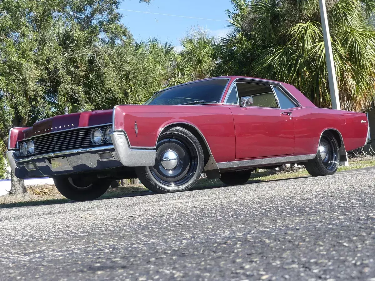 20" Detroit Steel wheels! Factory X-code Maroon Metallic, 66-code Black Interior 1966 Lincoln Continental 2-Door Hardtop