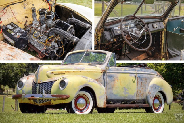 239ci Flathead V8, Drum Brakes, 12 Volt System 1940 Mercury Eight Convertible Patina RUNS and DRIVES