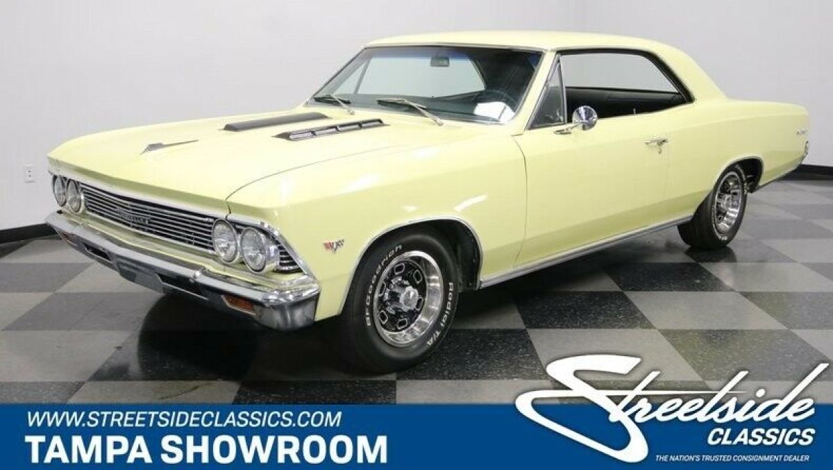 283 V8 AUTO POWER STEERING FACTORY CORRECT LEMONWOOD YELLOW FRESH INTERIOR 1966 Chevrolet Chevelle Malibu