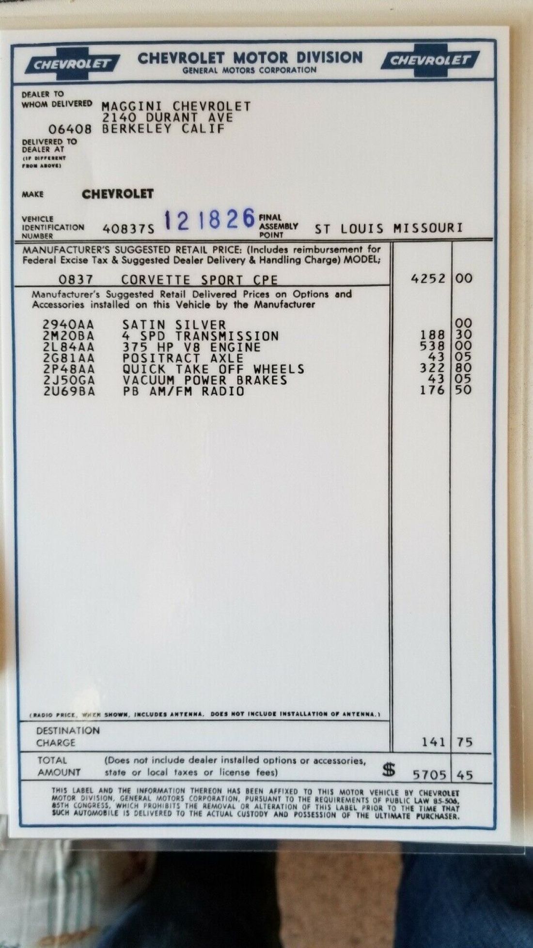 1964 Chevrolet Corvette 327 stock original - photo 10