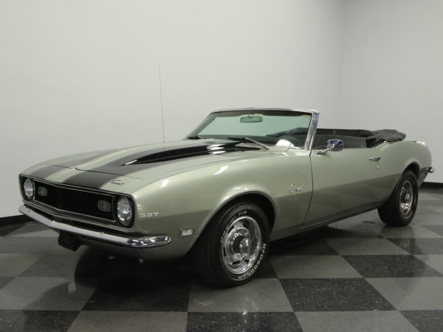 327 V8, COLD AC, RARE & CORRECT SEAFROST GREEN, PS, POWER TOP, GREAT INVESTMENT! 1968 Chevrolet Camaro