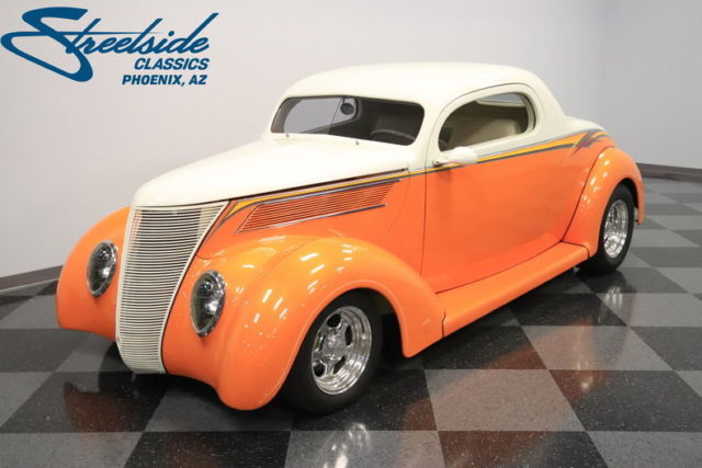 350 V8, 3-SPD AUTO, FRNT DISCS, PB, AC, HIGH END RESTO, CUSTM "CREAMSICLE" COUPE 1937 Ford 3 Window Coupe