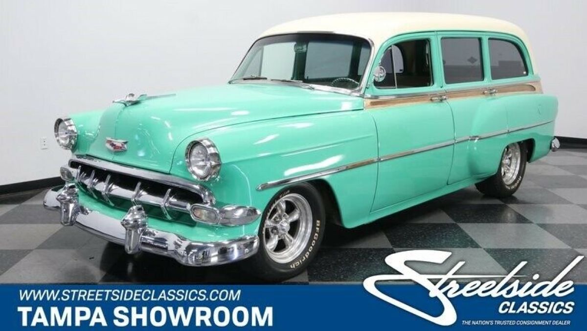 350 V8 700R4 OVERDRIVE MUSTANG II FRONT END COLD R-134A A/C POWER FRONT DISC 1954 Chevrolet Tin Woody Wagon