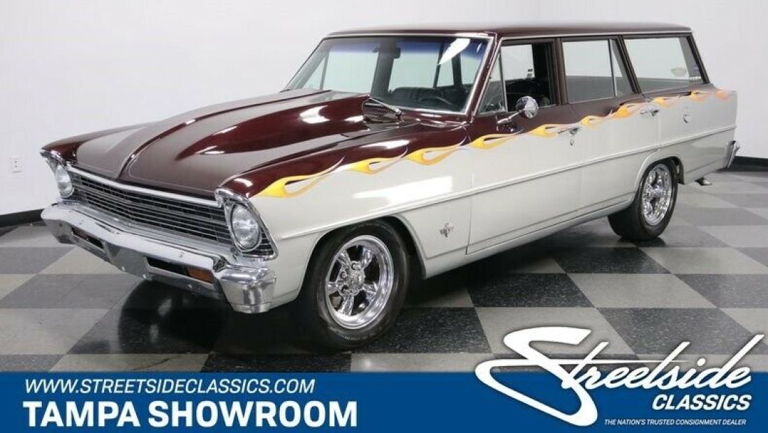 350 V8 700R4 OVERDRIVE P/S P/B FRONT DISC INDEPENDENT FRONT END COLD A/C 1967 Chevrolet Nova Wagon Restomod