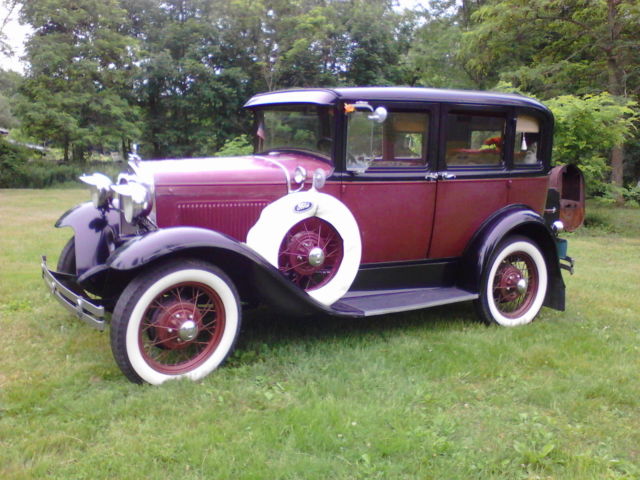 4 door Town Sedan Original Condition Burgandy/Blk runs and drives well 1930 Ford Model A Town Sedan
