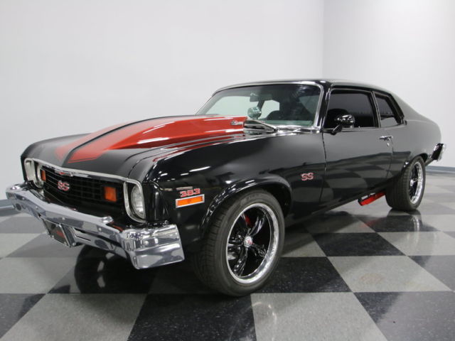 450HP BUILT 383 STROKER, SLICK BLACK PAINT, 4 SPEED MAN, 4 WHEEL DISCS & MORE! 1973 Chevrolet Nova