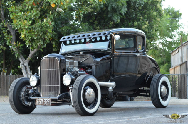 5 WINDOW STREET ROD - ALL STEEL 2 1/2 CHOP "CAL. STYLE" HI-BOY - 3 DEUCES! 1928 Ford Model A 5-WINDOW COUPE