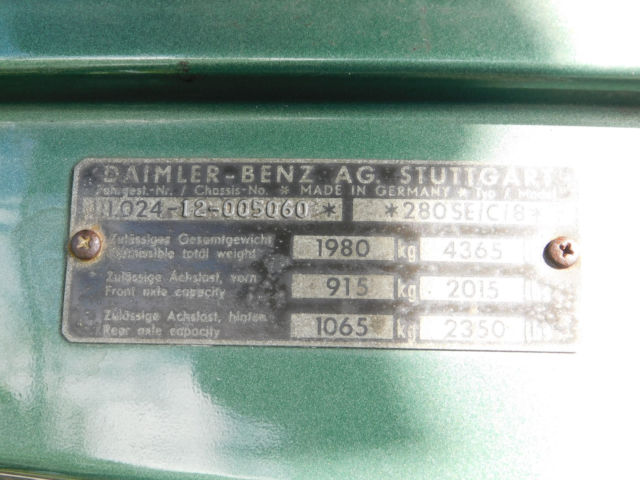 1970 Mercedes-Benz 200-Series 280 SE, 27k Orig. Miles, Immaculate Throughout - photo 11