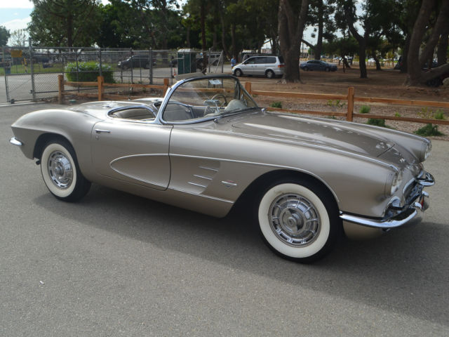 61 Vette Convertible, Fawn Beige/Fawn, 273/270hp, 4-Spd, Frame on Restored 1961 Chevrolet Corvette