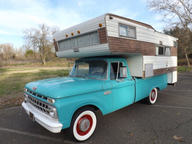 65 F-Series Pick-Up with a Holiday Camper F-250 Truck Daily Original Glamper 1965 Ford F-100 No Reserve California Pickup "Old Blue" 3/4 ton