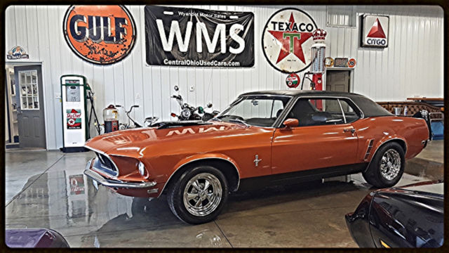 69 Orange Coupe Stang Classic Show Car 2 Dr 302 Small Block V8 Black Auto WMS 70 1969 Ford Mustang Coupe