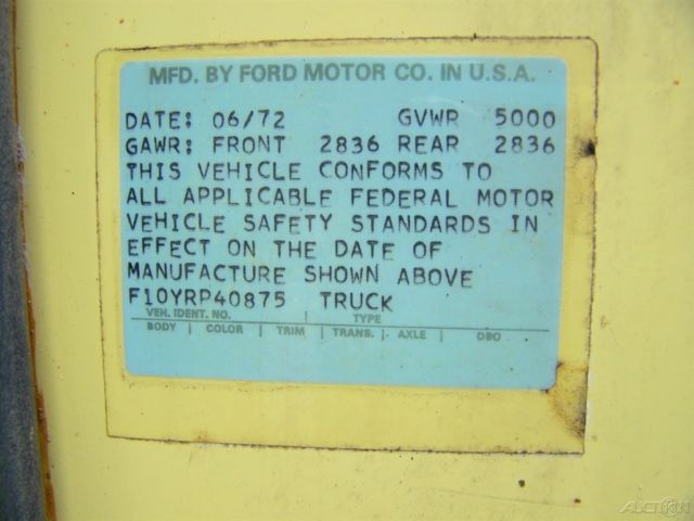 1972 Ford F-100 1-OWNER SPORT CUSTOM UNRESTORED ORG - photo 10