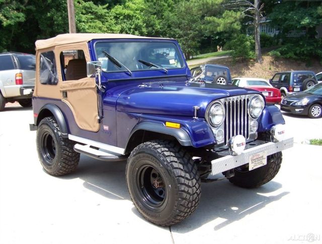 A SHARP GEORGIA 4WD BLUE TAN NEW 33s COMP 2 CJ7 CJ5 WRANGLER YJ TJ JK CJ WILLIS 1980 Jeep CJ 4X4 CJ-5 LEVI TRIM PKG 2.5L 4CYL 4-SPD RESTORED DRIVER TRAIL