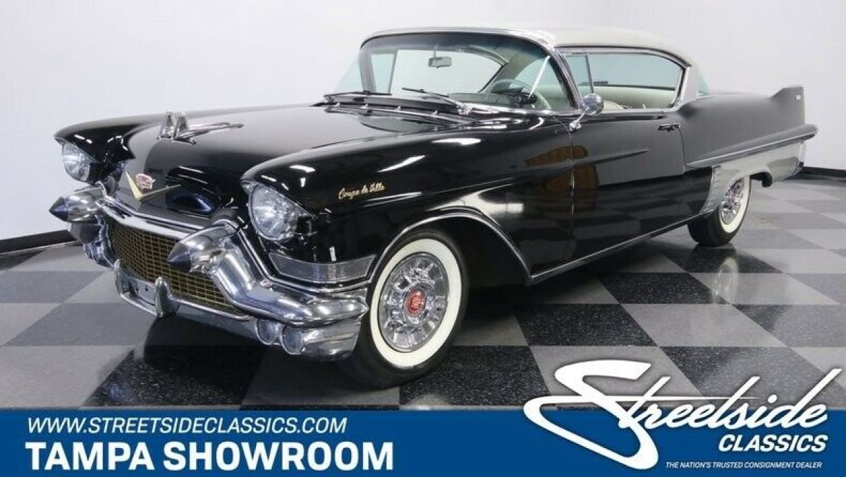 ACTUAL MILES NUMBERS MATCH 365 V8 FACTORY BLACK CAR POWER STEERING & BRAKES 1957 Cadillac DeVille