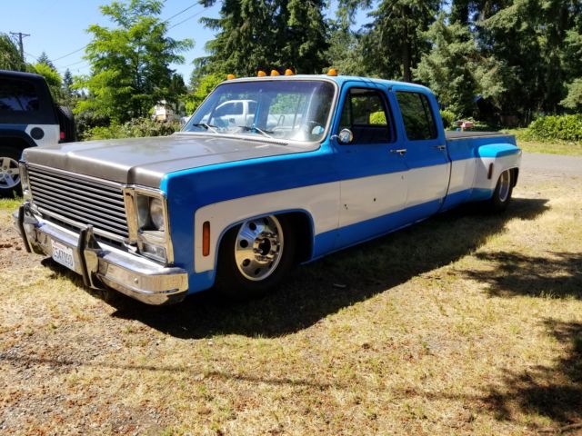 Air bagged 1973 chevy dually crew cab truck square body slammed c-10 shop truck 1973 Chevrolet C-10 non
