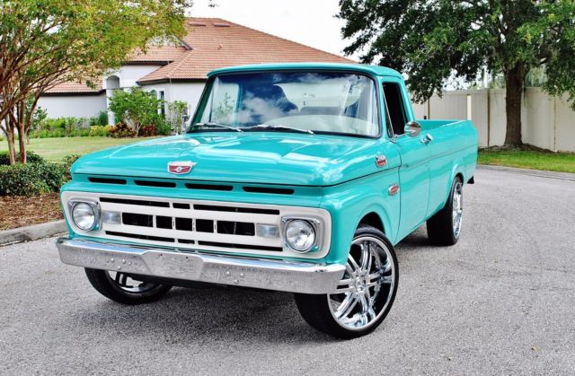 Air Conditioning Power Steering Power Front Disc Brakes Tilt Steering New Chrome 1961 Ford F-100 Restomod V8 Auto Fully Restored Late Model Chassis