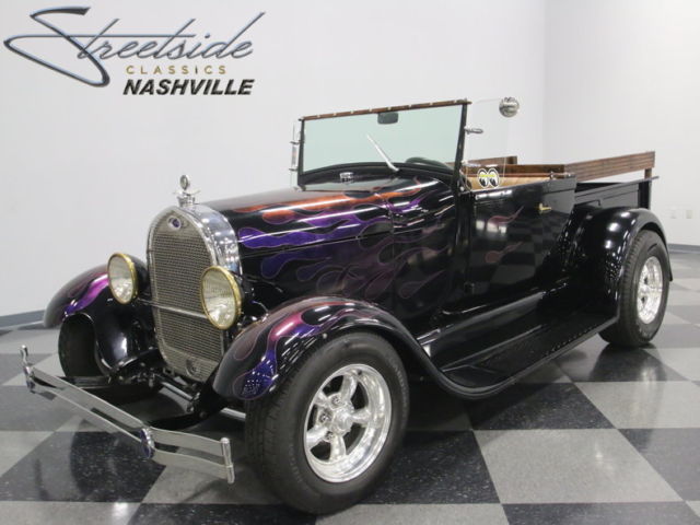 ALL STEEL BODY & FRONT FENDERS, CHROMED OUT 350CI, NICELY DONE FLAMES, SLICK! 1929 Ford Model A