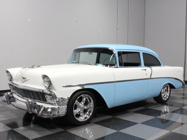 AMAZING RESTORATION, LEATHER INTERIOR, DEEP PAINT, 350 CRATE V8, A/C, PS, PB!! 1956 Chevrolet Bel Air/150/210