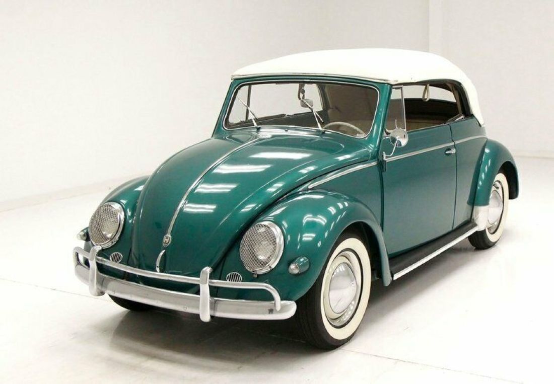 Amazon Green White Vinyl Interior 1200 CC Pristine Schnell! 1956 Volkswagen Beetle - Classic Convertible