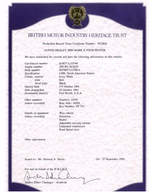 1962 Austin Healey 3000 BT-7 2x2 with operating electric overdrive - photo 12