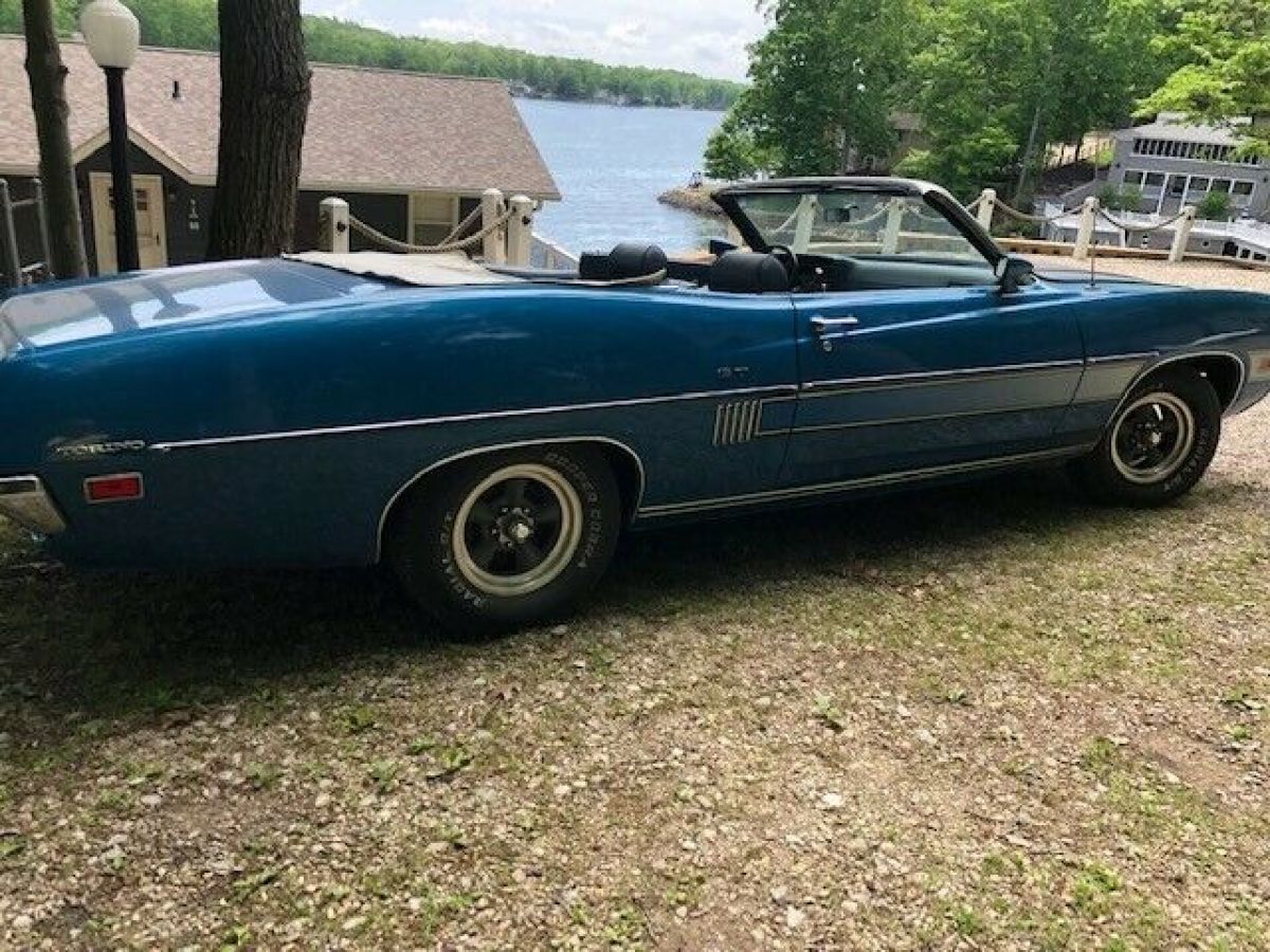 auto sales Ford Torino 1970 convertible 351 Cleveland GT Blue with white top 1970 Ford Torino