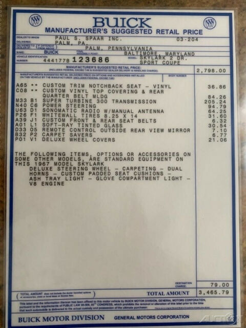 1967 Buick Skylark Hardtop AACA Jr & Sr Winner! 300 V8! - photo 10