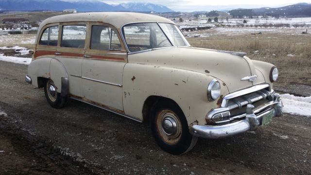 BARN FIND 1952 CHEVY STYLELINE DELUXE TIN WOODY STATION WAGON: LEAD SLED RAT ROD 1952 Chevrolet Bel Air/150/210 WOODY STATIONWAGON