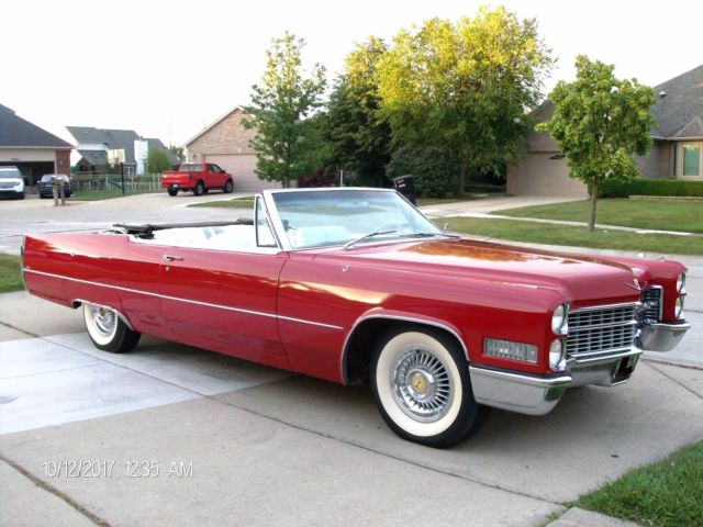 Beautiful 1966 Cadillac convertible - 429 V8- Air cond - red / white int -Loaded 1966 Cadillac DeVille Convertible 429 V8 two door