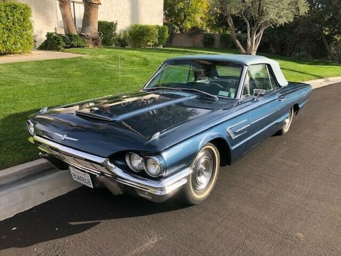 Beautiful 65 T-bird convertible -- Caspian Blue w/Silver Mink interior 1965 Ford Thunderbird convertible