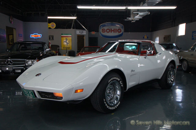 BEAUTIFUL CONDITION, White/Red, Auto, PS, PB, T-Tops, PRICED TO SELL!! 1973 Chevrolet Corvette Stingray #'s Match