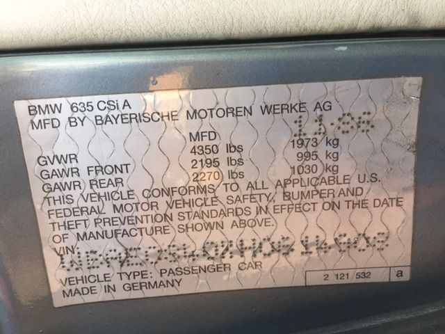 1987 BMW 6-Series L6 - photo 13
