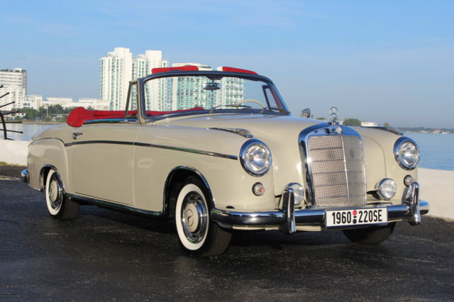 BEAUTIFULLY RESTORED IN IT'S ORIGINAL DB158 (Gray/White) & RED LEATHER INTERIOR 1960 Mercedes-Benz 200-Series 220SE Ponton Cabriolet W128