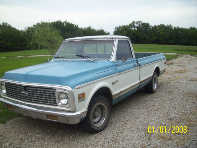 Blue and White Chevy c10Llong Bed 1972 Chevrolet C-10 custom