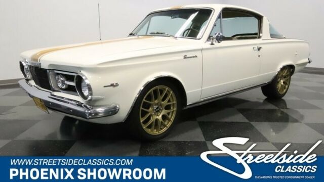Bored V8 Auto Mopar Classic Vintage Collector White Gold Cruiser XXR Original 1965 Plymouth Barracuda --