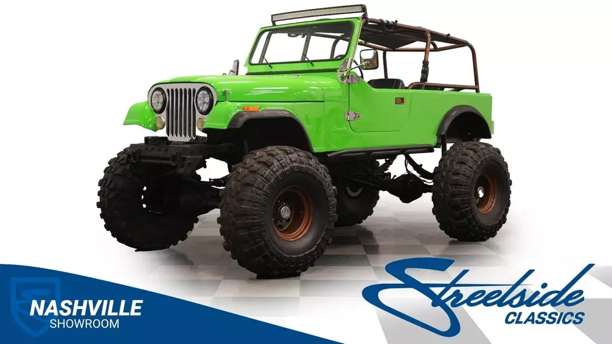 Bright green paint lengthened CJ body 350ci motor lifted off road Jeep 1986 Jeep CJ 4x4 Super Swamper