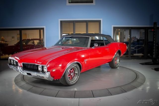 Bright Red with Black Top Convertible 1969 Oldsmobile Cutlass