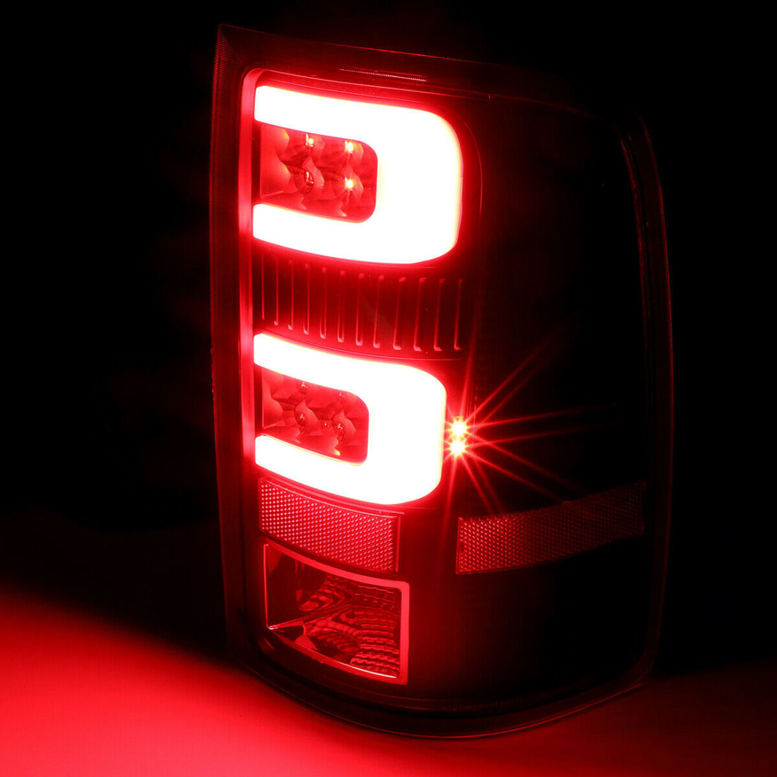 FOR 2007-2014 GMC SIERRA PAIR BLACK HOUSING RED 3D LED BAR TAIL LIGHT BRAKE LAMP - photo 2