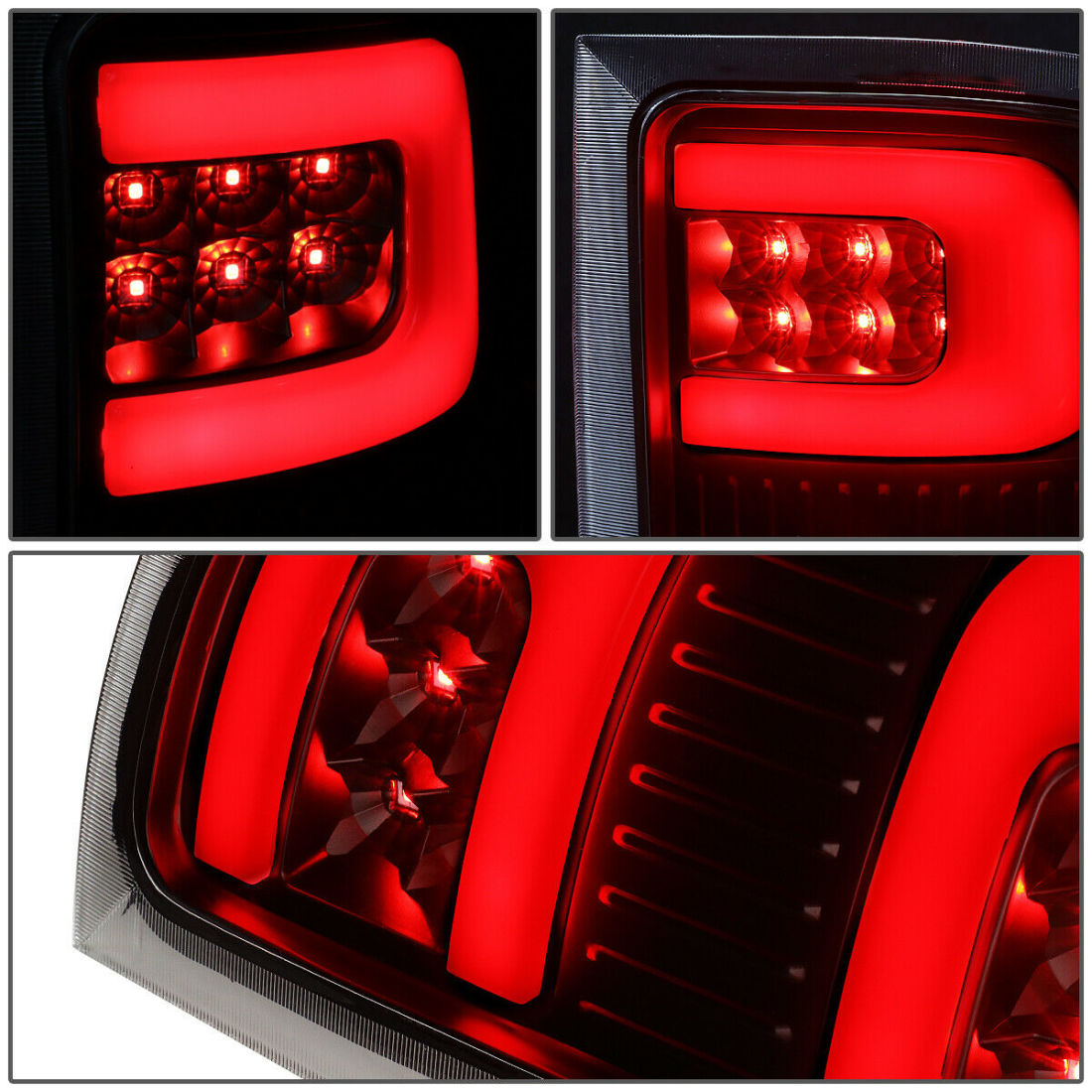 FOR 2007-2014 GMC SIERRA PAIR BLACK HOUSING RED 3D LED BAR TAIL LIGHT BRAKE LAMP - photo 3