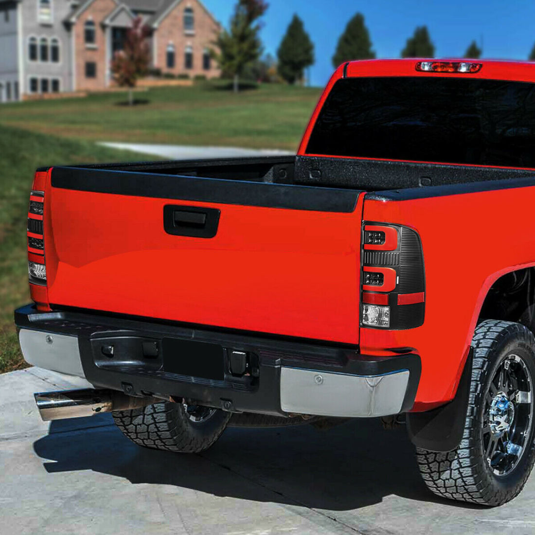 FOR 2007-2014 GMC SIERRA PAIR BLACK HOUSING RED 3D LED BAR TAIL LIGHT BRAKE LAMP - photo 9
