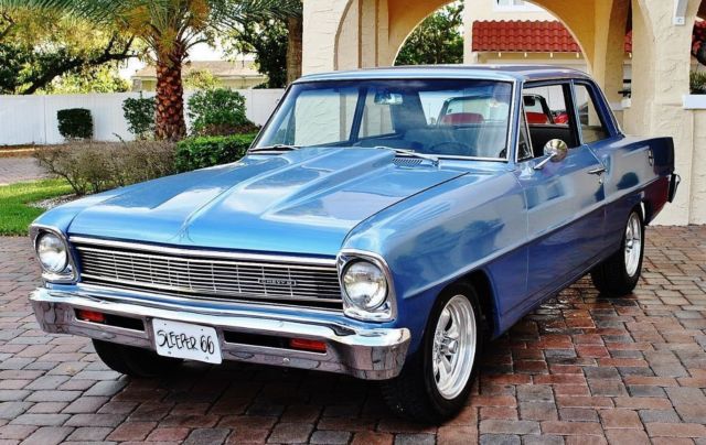 Built 327 V8 2x4bbl Carbs 202 Heads Perform Cam 4-Speed Muncie 1966 Chevrolet Nova Sleeper Built 327 4-Speed with A/C Bucket Seats