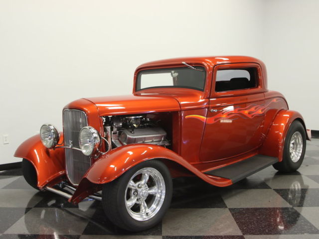 BUILT 396 BB V8, AUTO, 4 WHL DISCS, COLD A/C, CUSTOM INTERIOR, 4 LINK W/COILOVER 1932 Ford 3 Window Coupe