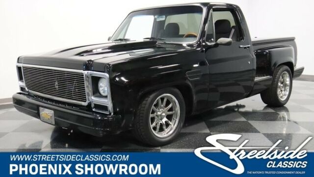 C-10 Pickup Truck Chevy Vintage Classic Collector V8 Manual Muncie Black BBC Gru 1979 Chevrolet C-10 Stepside Restomod
