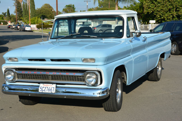 CA Big Rear Window Wood Bed Power Steering 2-Tone V8 Restored to Show Condition! 1966 Chevrolet C-10 Fleetside Long Bed