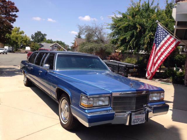 Cadillac Brougham limousine blue excellent condition custom runs great must see 1992 Cadillac Brougham Superior custom limousine conversion