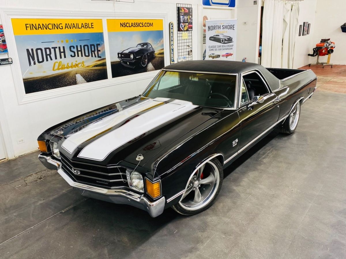 Chevrolet El Camino Black with 41,266 Miles, for sale! 1972 Chevrolet El Camino -SUPER SPORT TRIBUTE - 454 ENGINE - TUXEDO BLACK -