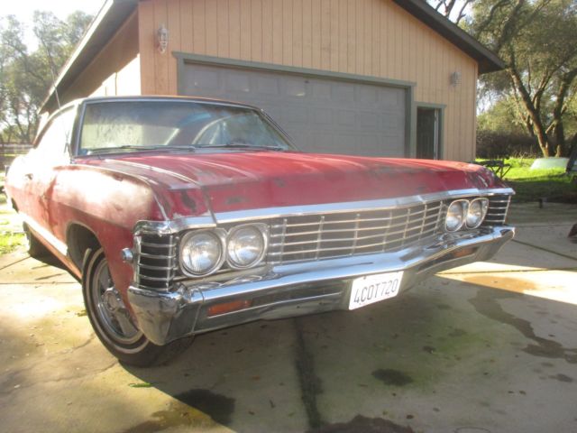 Chevrolet Impala 1967 67 L6 V8 2 Door Coupe Red Deluxe Interior AC GM Original 1967 Chevrolet Impala