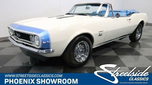 Chevy BBC V8 Manual Classic Vintage Collector Clone Pace Car White Blue Droptop 1967 Chevrolet Camaro SS 396 Tribute Convertible