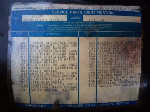1984 Chevrolet C-10 1984 GMC Sierra Chevy C10 SWB ALL ORIGINAL clean COLD AC - photo 12